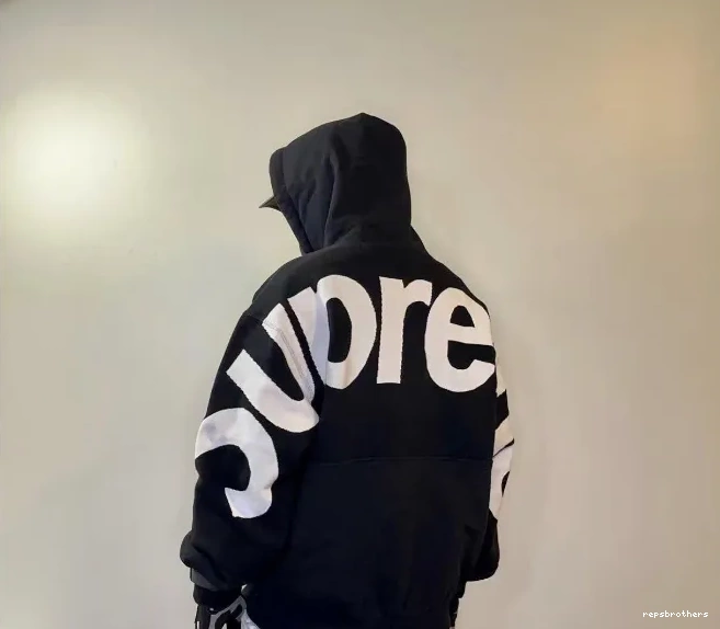 LOGO LOGO BIG L S Black Grey JACQUARD HOODED Hoodie Sweatshirt M XL Back Big SWEATSHIRT 0805
